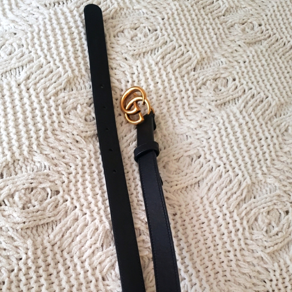 Gucci Double G thin slim belt 75